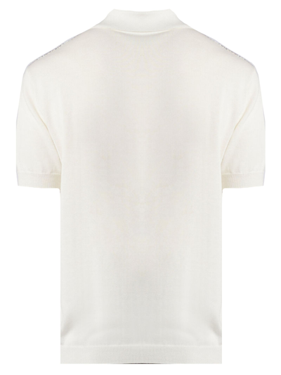 Shop Missoni White Cotton Jersey Polo Shirt In Q Off White Green