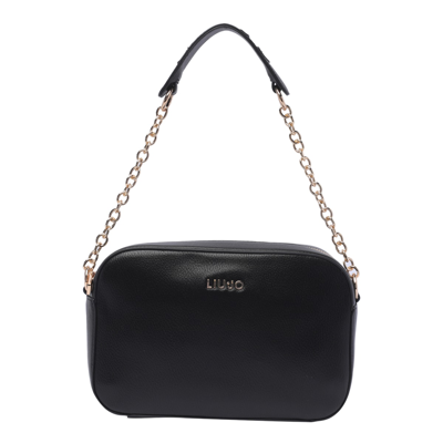 Shop Liu •jo Logo Shoulder Bag Liu-jo In Black