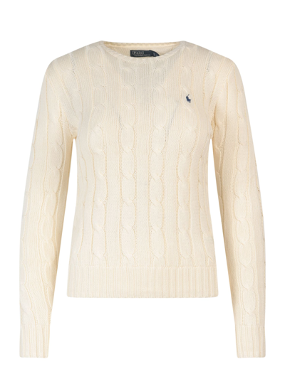 Shop Ralph Lauren Cable Knit Sweater In Prchmnt