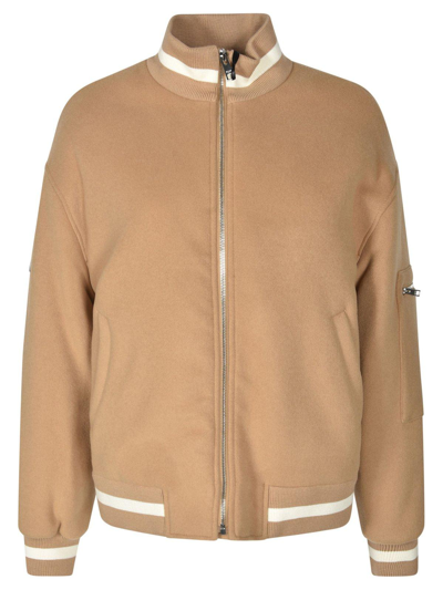 Shop Msgm Zip-up Long-sleeved Bomber Jacket In C