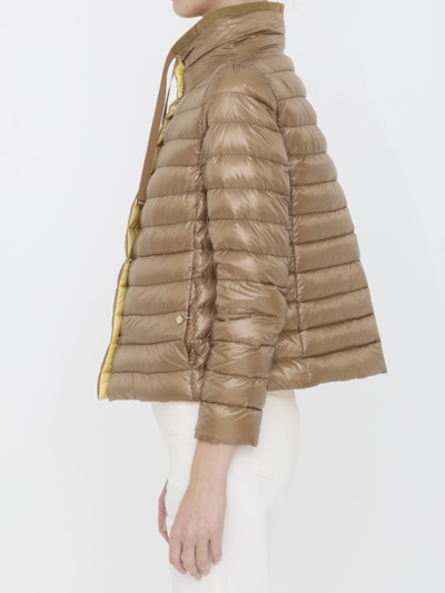Shop Herno Reversible Padded Jacket In Beige/giallo