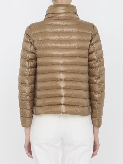 Herno Reversible Down Puffer Jacket In Beige/giallo