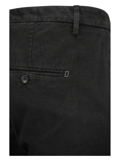 Shop Dondup Mid Rise Slim Fit Trousers In Black
