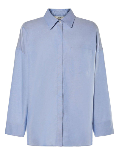 Shop 's Max Mara Buttoned Long-sleeved Shirt In Clear Blue