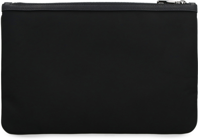 Shop Dolce & Gabbana Logo Detail Flat Leather Pouch In Nero