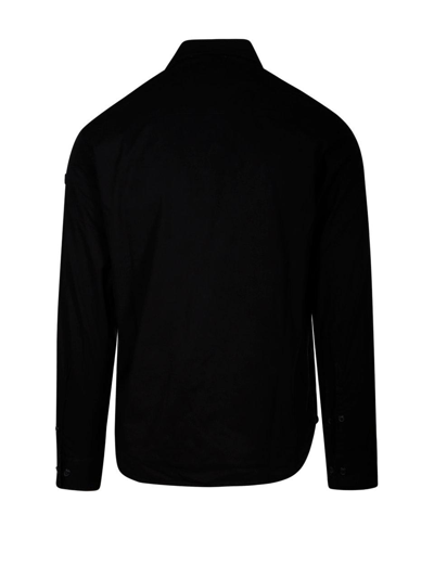 Shop C.p. Company Zip Up Collared Shirt  In Black