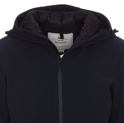 Shop Woolrich Pacific Soft Shell Down Jacket In Melton Blue