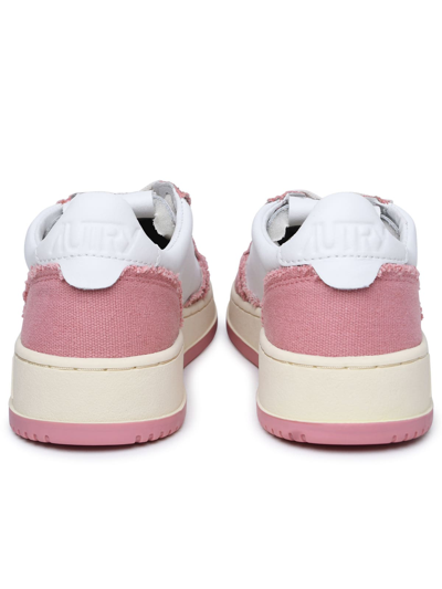 Shop Autry Medalist Pink Leather And Canvas Sneakers