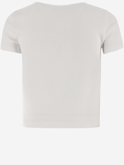 Shop Blumarine Stretch Cotton T-shirt With Logo In Ottico