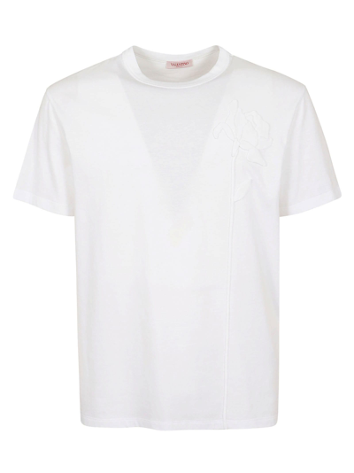 Shop Valentino T-shirt Flowers Embroideries In White