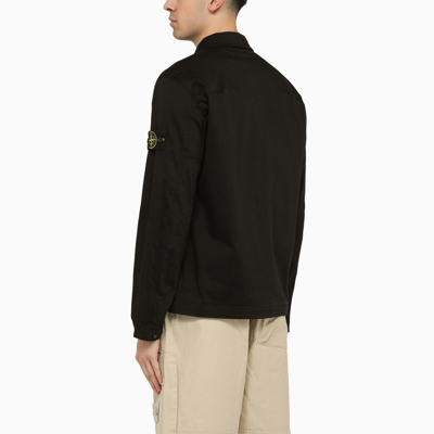 Shop Stone Island Lightweight Zipped Black Cotton Jacket