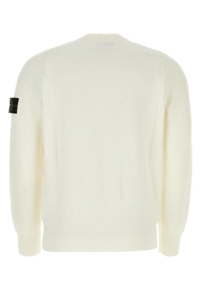 Shop Stone Island Ivory Cotton Sweater In White