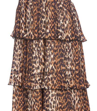 Shop Ganni Leopard Print Midi Dress