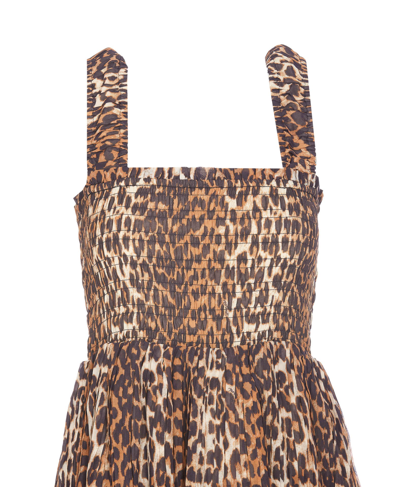 Shop Ganni Leopard Print Midi Dress