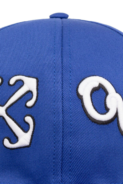Shop Off-white Logo Arrow Baseball Cap In Nautical Blue White