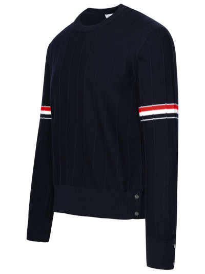 Shop Thom Browne Blue Virgin Wool Sweater