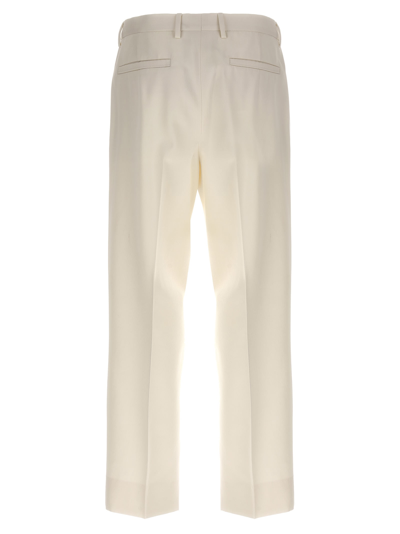 Shop Zegna Front Pleat Pants In Bianco Ottico Unito