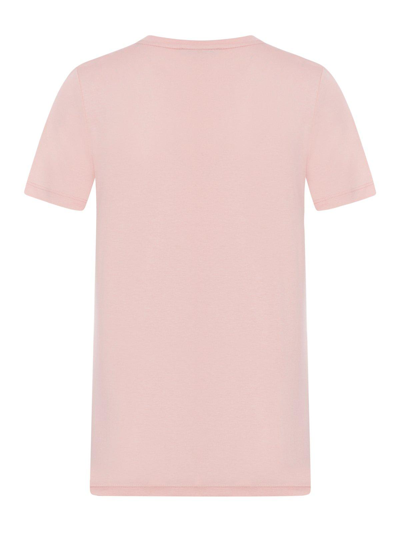 Shop Max Mara Logo Embellished Crewneck T-shirt In Pink