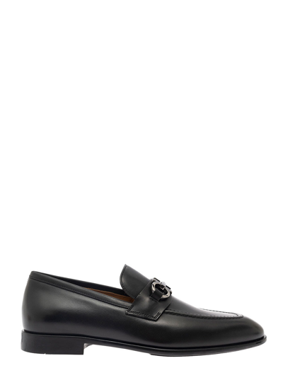 Ferragamo Gancini Ornament Moccasin In Black