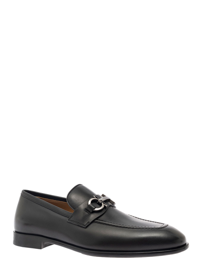 Ferragamo Gancini Ornament Moccasin In Black