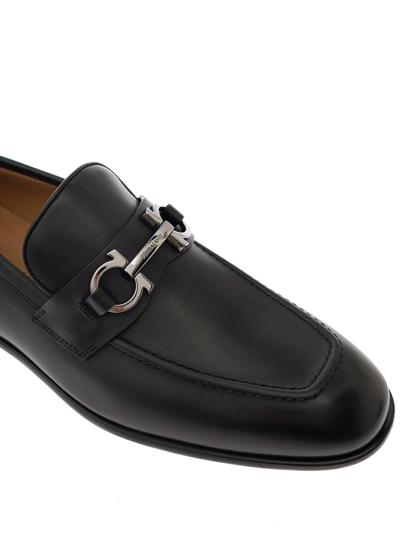 Ferragamo Gancini Ornament Moccasin In Black