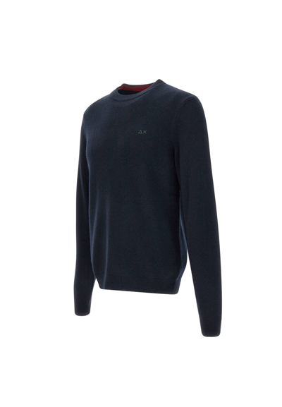 Shop Sun 68 Round Solid Wool And Viscose Blend Pullover In Blu