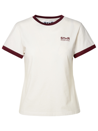 Shop Golden Goose Ivory Cotton T-shirt In White Wine