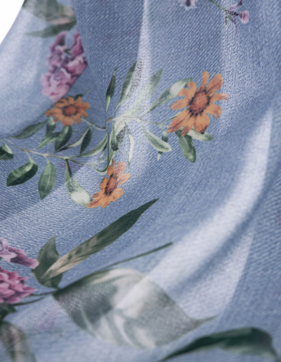 Shop Ermanno Scervino Floral Print Shirt Dress In St. Fiori Denim Azzurra
