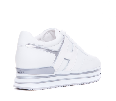 Shop Hogan H222 Midi Sneakers In E Bianco/argento