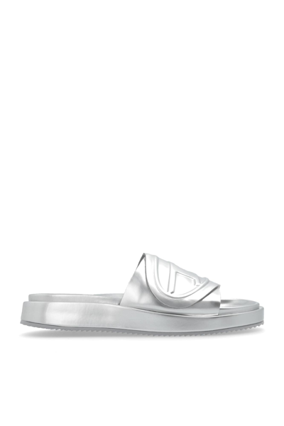 Shop Diesel Sa-slide D Oval Slides In Silver