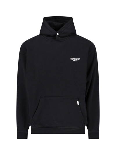 Shop Represent Logo Hoodie Fleece In Black