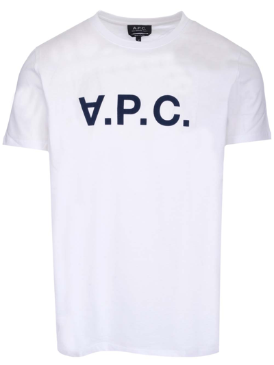 Shop Apc White Vpc T-shirt T-shirt In Dark Navy