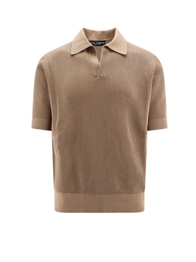 Shop Dolce & Gabbana Polo Shirt In Brown