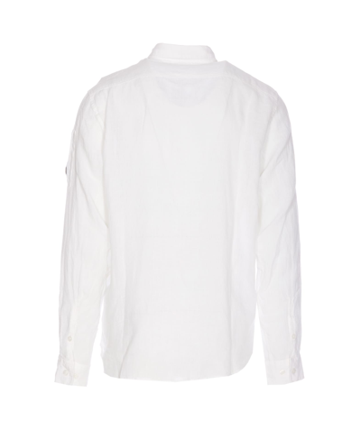 Shop C.p. Company Linen Logo Shirt In Bianco