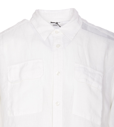 Shop C.p. Company Linen Logo Shirt In Bianco