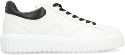 Shop Hogan H-stripes Low-top Sneakers In Bianco