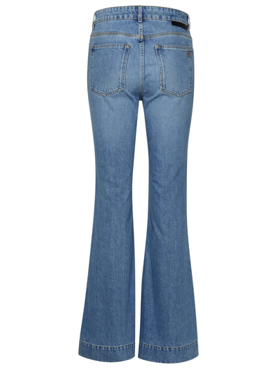 Shop Stella Mccartney Falabella Chain Light Blue Cotton Jeans In Mid Vintage