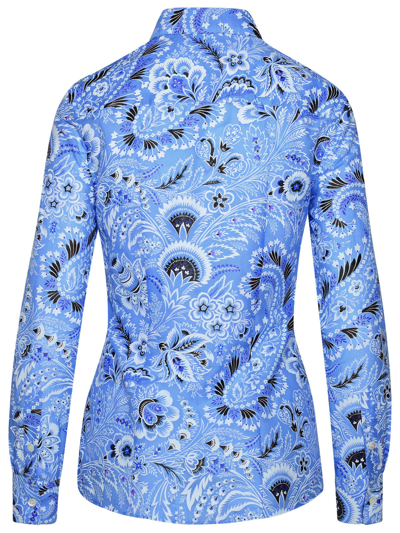 Shop Etro Light Blue Silk Blend Shirt In Multi