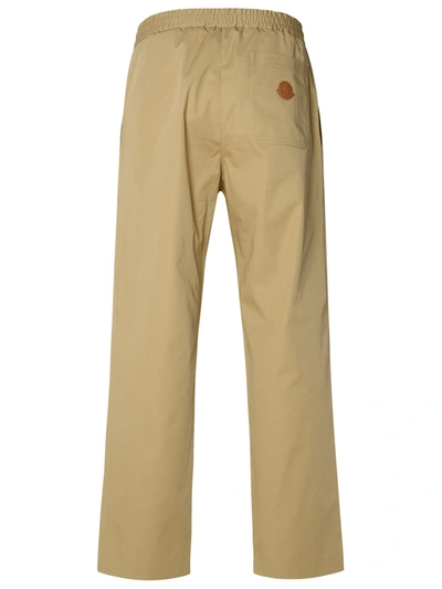 Shop Moncler Beige Cotton Pants Man In Cream