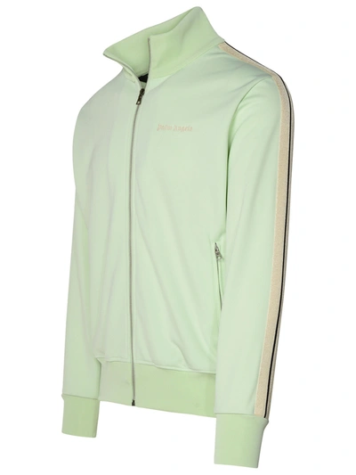 Shop Palm Angels Green Polyester Sporty Sweatshirt Man