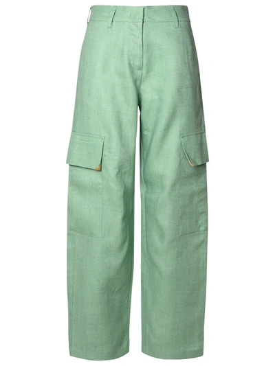 Shop Palm Angels Woman  Cargo Pants In Green Linen