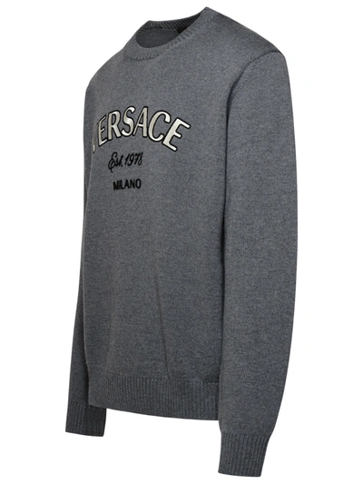 Shop Versace Grey Virgin Wool Sweater Man In Gray