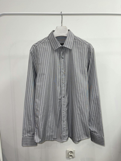 Pre-owned Gucci Gray Striped Button Up Shirt