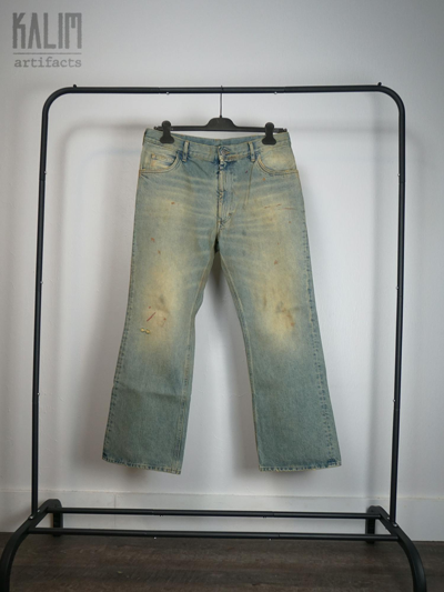 Pre-owned Maison Margiela Ss22 Painter Bootcut Flared Blue Jeans