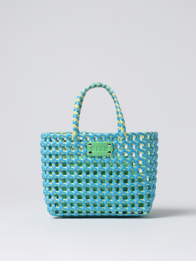 Shop Msgm Tote Bags  Woman Color Blue