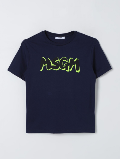 Shop Msgm T-shirt  Kids Kids Color Blue