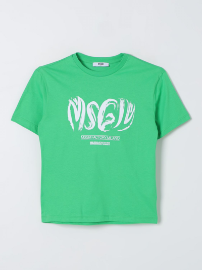 Shop Msgm T-shirt  Kids Kids Color Green
