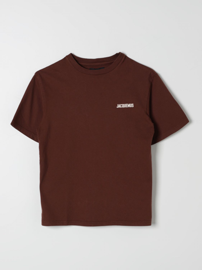 Shop Jacquemus T-shirt  Kids Color Brown