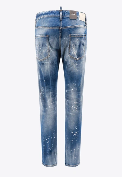Shop Dsquared2 Cool Guy Paint-splatter Distressed Jeans In Blue