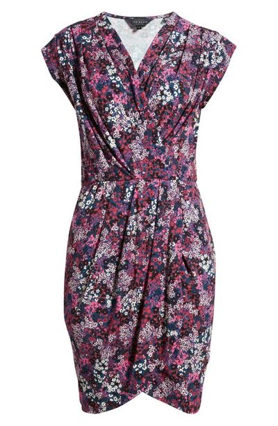 Shop Ted Baker London Maggeyi Floral Wrap Front Jersey Dress In Dark Blue